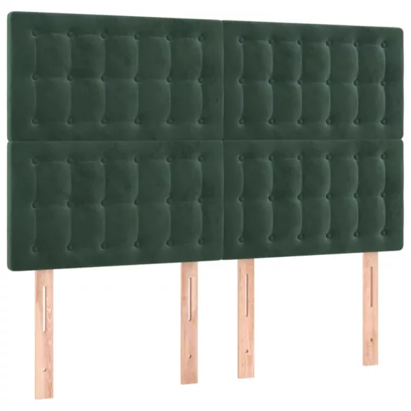 sötétzöld bársony rugós és LED-es ágy matraccal 140x190 cm