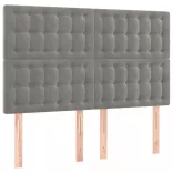 világosszürke bársony rugós és LED-es ágy matraccal 140x200 cm