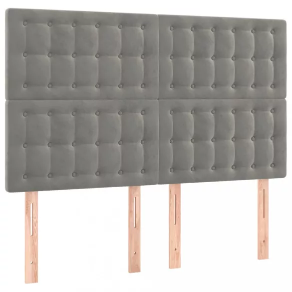 világosszürke bársony rugós és LED-es ágy matraccal 140x200 cm