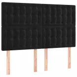fekete bársony rugós és LED-es ágy matraccal 140x200 cm