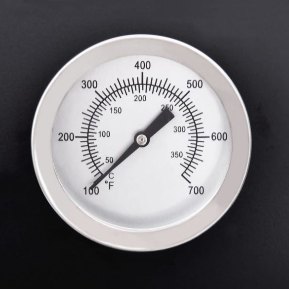 fekete acél hengeres grillsütő kerékkel és polccal 115x85x95 cm