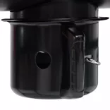 fekete acél hengeres grillsütő kerékkel és polccal 115x85x95 cm