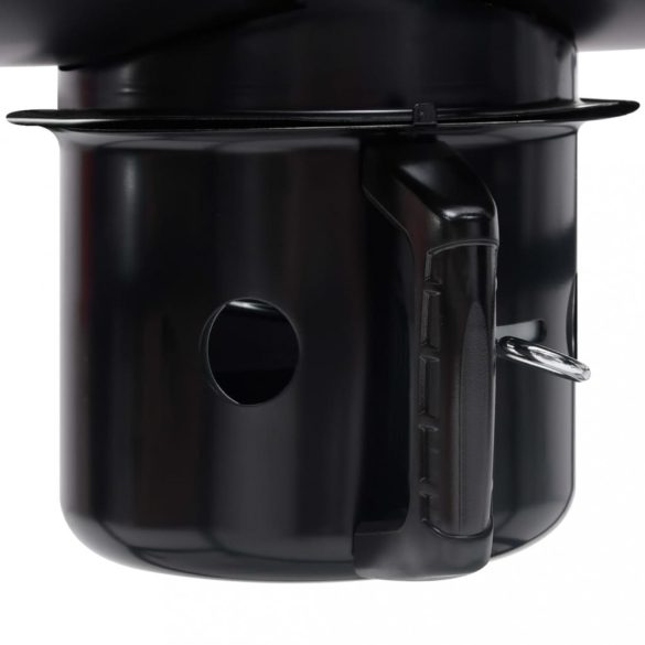 fekete acél hengeres grillsütő kerékkel és polccal 115x85x95 cm