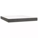 sötétszürke bársony rugós és LED-es ágy matraccal 160x200 cm
