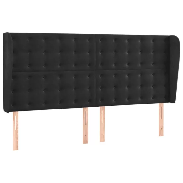 fekete bársony rugós és LED-es ágy matraccal 180x200 cm