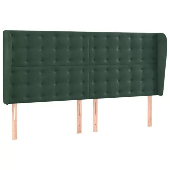 sötétzöld bársony rugós és LED-es ágy matraccal 180x200 cm
