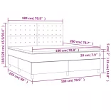 sötétzöld bársony rugós és LED-es ágy matraccal 180x200 cm