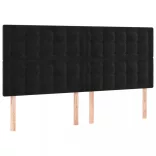 fekete bársony rugós és LED-es ágy matraccal 200x200 cm