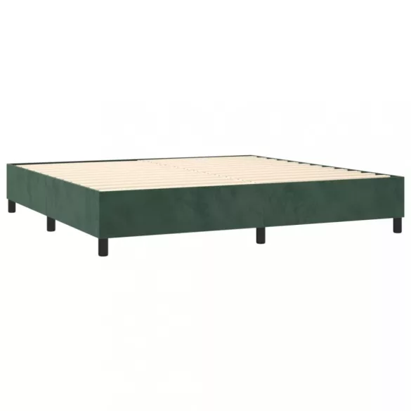 sötétzöld bársony rugós és LED-es ágy matraccal 200x200 cm