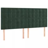 sötétzöld bársony rugós és LED-es ágy matraccal 200x200 cm