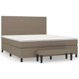 tópszínű szövet rugós ágy matraccal 160 x 200 cm