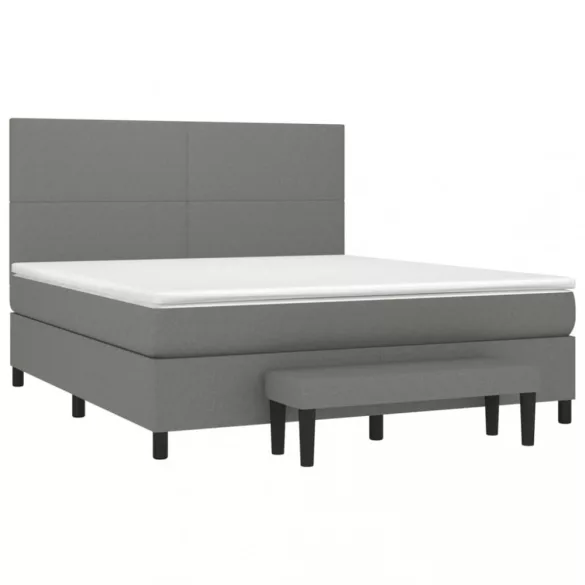 sötétszürke szövet rugós ágy matraccal 180 x 200 cm