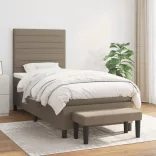 tópszínű szövet rugós ágy matraccal 90 x 190 cm