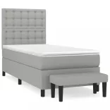 világosszürke szövet rugós ágy matraccal 100 x 200 cm