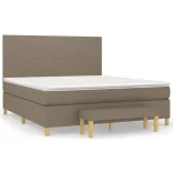 tópszínű szövet rugós ágy matraccal 160 x 200 cm