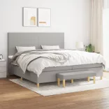 világosszürke szövet rugós ágy matraccal 200 x 200 cm