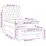 világosszürke szövet rugós ágy matraccal 80 x 200 cm