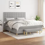 világosszürke szövet rugós ágy matraccal 180 x 200 cm