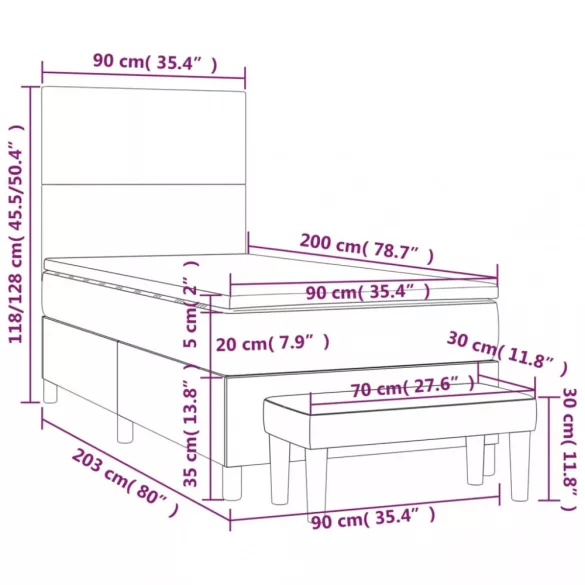 fekete műbőr rugós ágy matraccal 90 x 200 cm