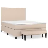 cappuccino színű műbőr rugós ágy matraccal 140 x 190 cm