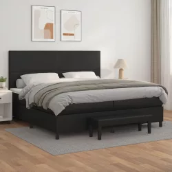 fehér műbőr rugós ágy matraccal 200 x 200 cm