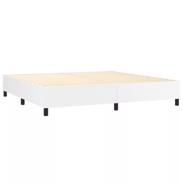 fehér műbőr rugós ágy matraccal 200 x 200 cm