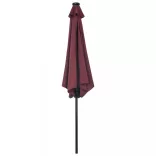 bordó kültéri napernyő LED-fényekkel és acélrúddal 300 cm