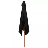 fekete kültéri napernyő farúddal 200 x 300 cm