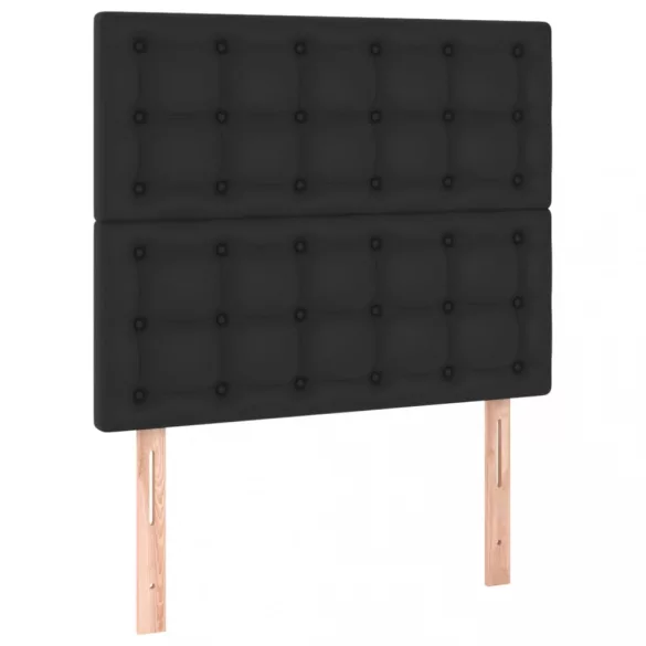 fekete műbőr rugós ágy matraccal 100 x 200 cm
