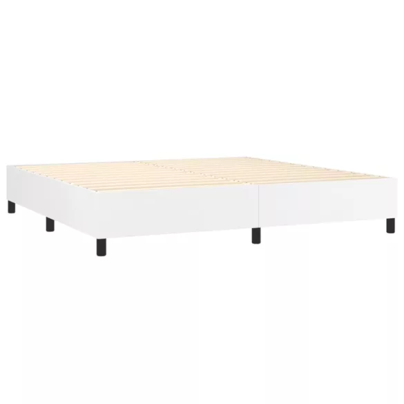 fehér műbőr rugós ágy matraccal 200 x 200 cm