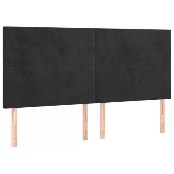 fekete bársony rugós ágy matraccal 160x200 cm