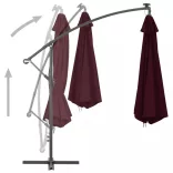 bordó konzolos napernyő LED-világítással 350 cm