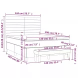 világosszürke bársony rugós ágy matraccal 140x200 cm