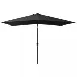 fekete napernyő LED-ekkel és acélrúddal 2 x 3 m