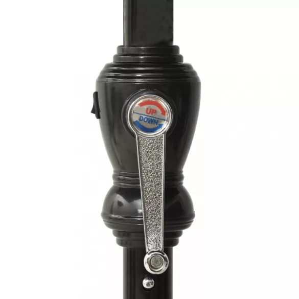 fekete napernyő LED-ekkel és acélrúddal 2 x 3 m