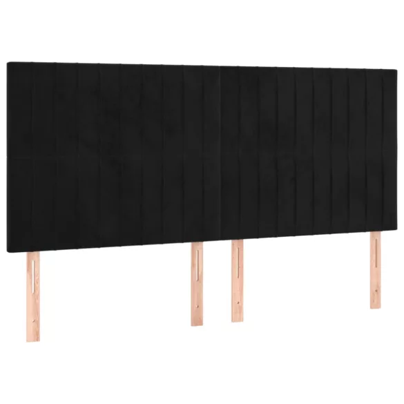 fekete bársony rugós ágy matraccal 200x200 cm