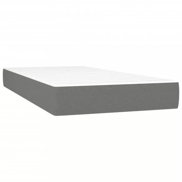 sötétszürke szövet rugós és LED-es ágy matraccal 80 x 200 cm