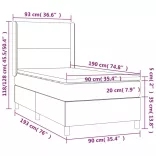 fekete szövet rugós és LED-es ágy matraccal 90x190 cm