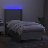 világosszürke szövet rugós és LED-es ágy matraccal 100x200 cm