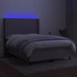 sötétszürke szövet rugós és LED-es ágy matraccal 140x190 cm
