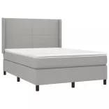 sötétszürke szövet rugós és LED-es ágy matraccal 140x190 cm
