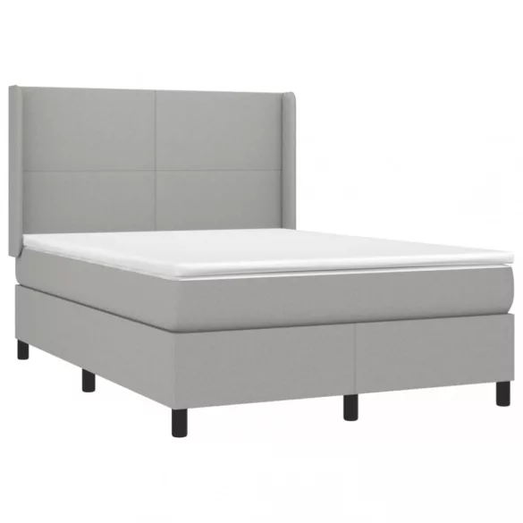 sötétszürke szövet rugós és LED-es ágy matraccal 140x190 cm
