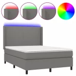 sötétszürke szövet rugós és LED-es ágy matraccal 140x190 cm