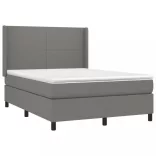sötétszürke szövet rugós és LED-es ágy matraccal 140x190 cm