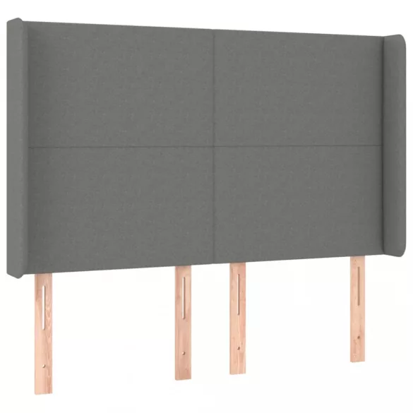 sötétszürke szövet rugós és LED-es ágy matraccal 140x190 cm