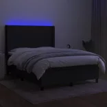 fekete szövet rugós és LED-es ágy matraccal 140x190 cm