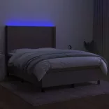 tópszínű szövet rugós és LED-es ágy matraccal 140x190cm