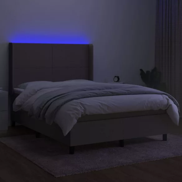 tópszínű szövet rugós és LED-es ágy matraccal 140x190cm