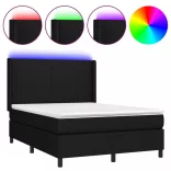 fekete szövet rugós és LED-es ágy matraccal 140x200 cm
