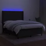 fekete szövet rugós és LED-es ágy matraccal 140x200 cm
